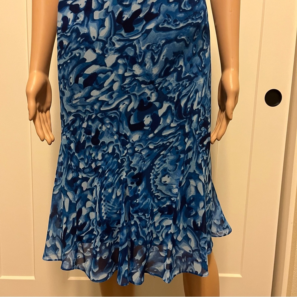 Evan Picone Ocean Blue Abstract Midi Dress - Picture 5 of 8